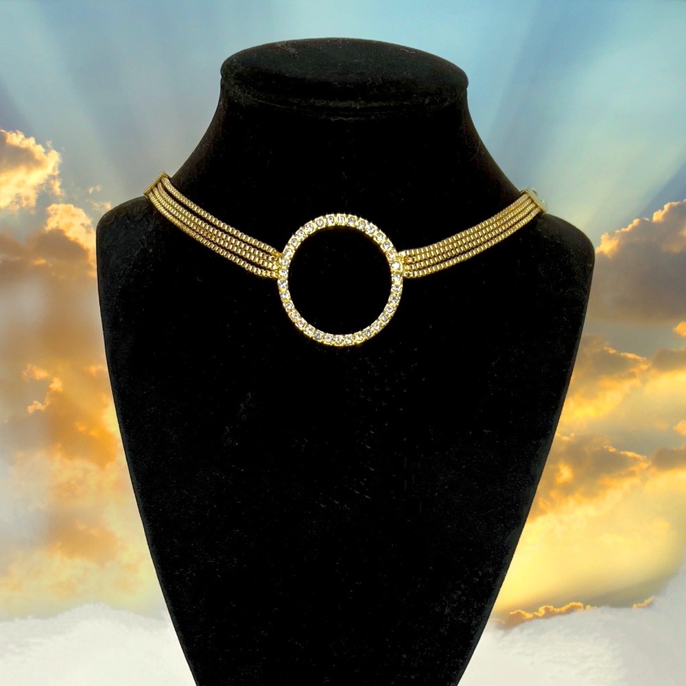 JLO Jennifer Lopez Rhinestone Open Circle Station Necklace - Picture 1 of 5